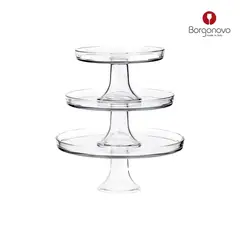 BORGONOVO - Fuente Servir Set X3 Bandejas Con Base 22/27/32Cm