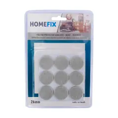 HOMEFIX - Fieltros Adhesivo 9und Redondo 28mm Blanco 2set