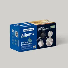 TRAMONTINA - Batería de Cocina 6 Piezas Tapa de Vidrio Allegra