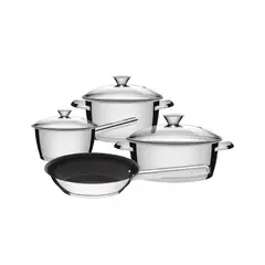 TRAMONTINA - Batería de Cocina 6 Piezas Tapa de Vidrio Allegra
