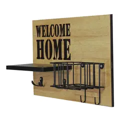 MARRES - Perchero Madera Welcome Home 36x24.5 cm Beige
