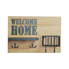 MARRES - Perchero Madera Welcome Home 36x24.5 cm Beige