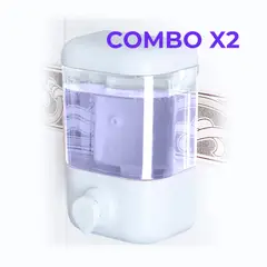 ENERGY PLUS - Combo Dispensador De Gel Antibacterial/Jabón Líquido Plástico Blanco De 33x18 Cm X 2 Unidades