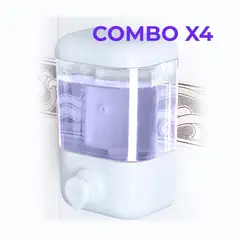 ENERGY PLUS - Combo Dispensador De Gel Antibacterial/Jabón Líquido Plástico Blanco De 33X18 Cm X 4 Unidades