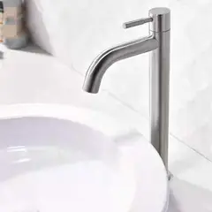 HICASA - Griferia Agua Fria Acero Inox Lavamanos Alta