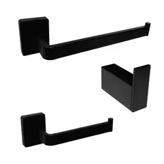 INKORPORAR - Kit Accesorios Baño Grazia Negro Percha+Portarr+Toallero