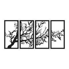 DE CASA - Set Cuadro Aplique Árbol x 4 Componentes 30x60cm