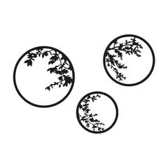 DE CASA - Cuadro Aplique Tríptico Calado Circular Hojas x3