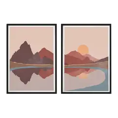 DE CASA - Cuadro Díptico Laguna Y Montana 40x60cm
