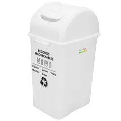 FULLER - Papelera Cuadrada 35Lt Residuos Aprovechables Blanco Set X 3 Unidades