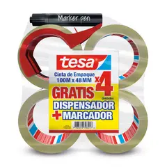 TESA - Cinta Empaque 100Mx48Mm Gratis Dispensador + Marcador