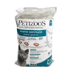 PETIZOOS - Arena Sanitaria Gato Aglomerante Absorbente Bentonita 4 kg
