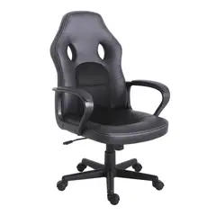 undefined - Silla de Escritorio PC Sport Ejecutiva Giratoria Negra Just Home Collection