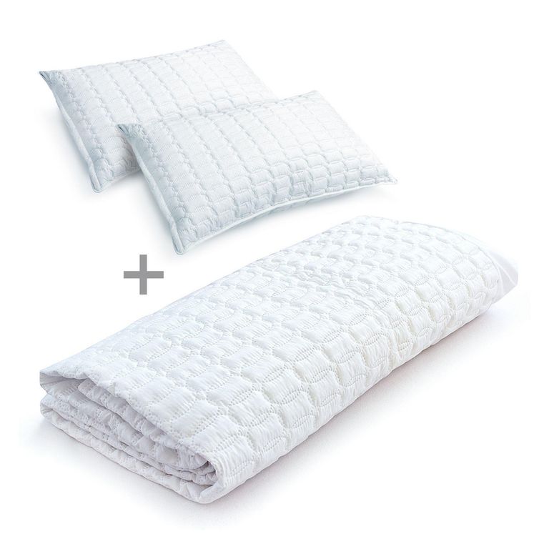 Imagen de Combo Protector De Colchón Sencillo + 2 Almohadas Fibra