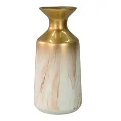 MARRES - Jarrón Cerámica 13x28cm Oro Calacata