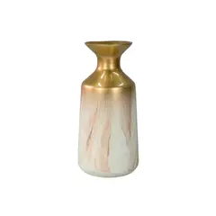 MARRES - Jarrón Cerámica Calacata 13X28 Centímetros Oro