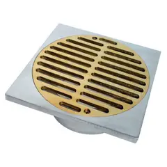 GENERICO - Rejilla Tradicional 3 pulg x 3 pulg x 2 pulg Tapa Bronce Base Alum Tubería 2 pulg