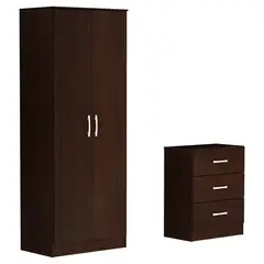 undefined - Combo Closet 2 Puertas 3 Cajones + Cómoda Tabaco