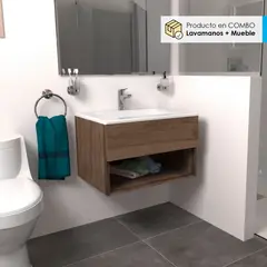 FIRPLAK - Lavamanos trentino blanco con mueble rayo elevado sikuani 63x48cm