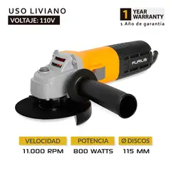 FURIUS - Pulidora 4 1/2 Pulgadas 800 W 12000 RPM