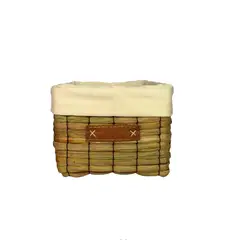 JUST HOME COLLECTION - Canasto Ropa Junco Tejido A Mano Natural 36X16X26 cm