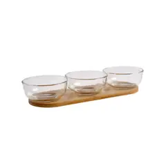 JUST HOME COLLECTION - Set 3 Bowls+Base Bambu