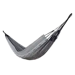 TELARY - Hamaca Algodón Líneas Negro 135x225 cm