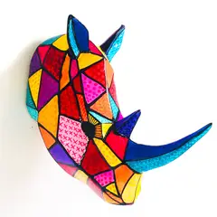 TECNOVO - Figura Decorativa Cerámica Cabeza Rinoceronte