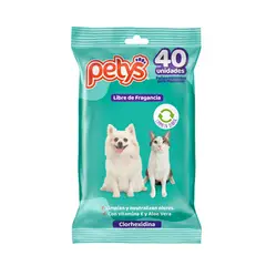 PETYS - Paños Húmedos Para Perro Con Clorhexidina x 40Und