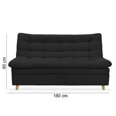 INDUSTRIAL BASESTILOS - Sofá Cama Baúl 3 Posiciones Poliéster Negro
