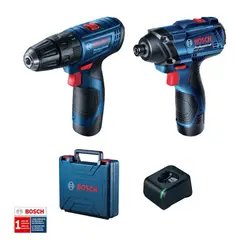 BOSCH - Kit Taladro Percutor 12v 3/8 Pulgadas 2ah Gsb 120-Li + Llave De Impacto 12v ¼ Pulgada Gdr 120-Li 2ah 2 Baterias