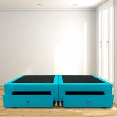 MAGIC CLASS - Base Cama Dividida Cajones Semidoble 120X190 Ecocuero Azul