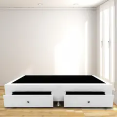 MAGIC CLASS - Base Cama Con Cajones Doble 140X190 Microfibra Blanco