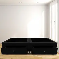 MAGIC CLASS - Base Cama Dividida Cajones King 200X200 Ecocuero Negro