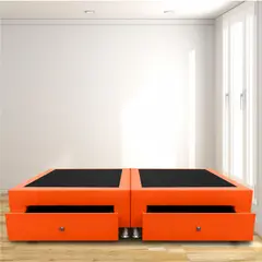MAGIC CLASS - Base Cama Dividida Cajones King 200X200 Ecocuero Naranja