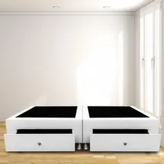 MAGIC CLASS - Base Cama Dividida Cajones King 200x200 Microfibra Blanco