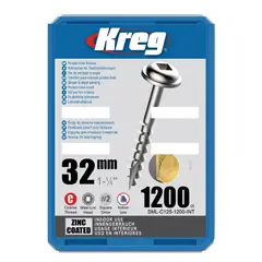 KREG - Tornillos 32mm/1 1/4 R/Gru8 Cab Arand Paqx1200