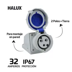 undefined - Toma Industrial Pared Exteriores Ip67 3 Polos Halux