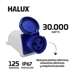 HALUX - Toma Industrial Pared 3 Polos 125A 240Vac Ip44 30Kg