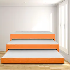 MAGIC CLASS - Cama Nido Triplex Sencilla 100X190 Microfibra Naranja