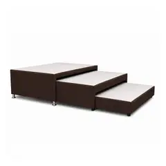 MAGIC CLASS - Cama Nido 3 Niveles Doble 140X190 Ecocuero Café