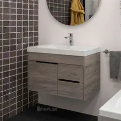 FIRPLAK - Combo Lavamanos Bari 79x48 Blanco-Mueble Tiziano Elev Mali