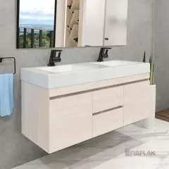 FIRPLAK - Kit Lavamanos Oslo 124X48 Bco-Mbl Vit Cierre Len Mali