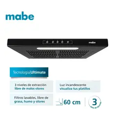 MABE - Campana Turbina Extractora 60 cm 3 Velocidades 210M3/H CM60