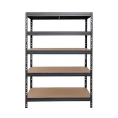FIXSER - Estantería Metal/Madera Sin Tornillos 192x100x50 cm 5 Niveles Gris