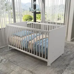 MUEBLES 2020 - Cuna Multifuncional para Bebé Natal Blanco 133,2X77X75 Cm en Mdp 15 Mm