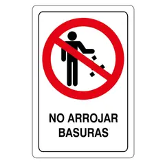 GENERICO - Señal Reglamentaria No Arrojar Basuras 22X15Cm