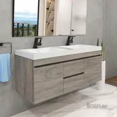 FIRPLAK - Mueble Viteli Cierre Lento Tambo Con Lavamanos Siena 124X48 Cm Blanco