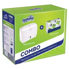 FAMILIA INSTITUCIONAL - Combo Dispensador Mini De Toallas De Papel En Z Plástico Blanco + Repuesto Toallas 150 Unidades