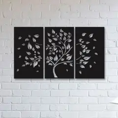 DE CASA - Cuadro Aplique Decorativo Tríptico Árbol Otoño Calado